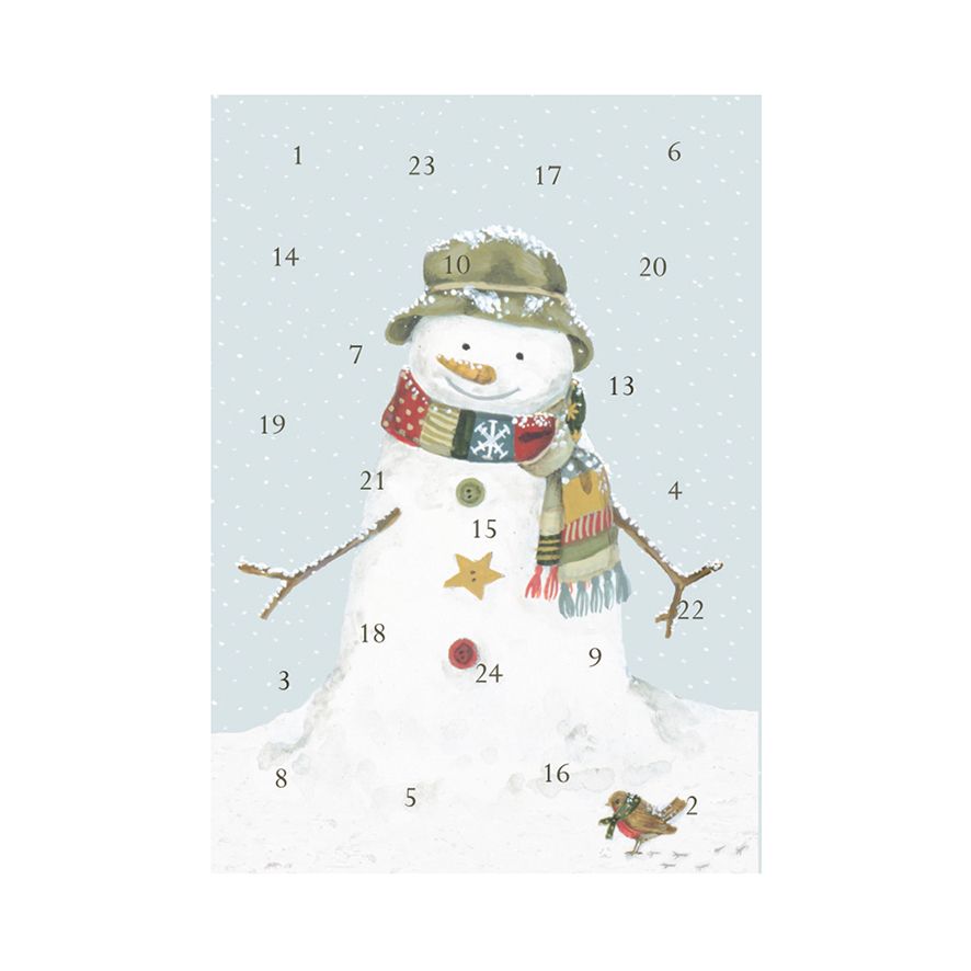 A5 snowman advent calendar christmas card