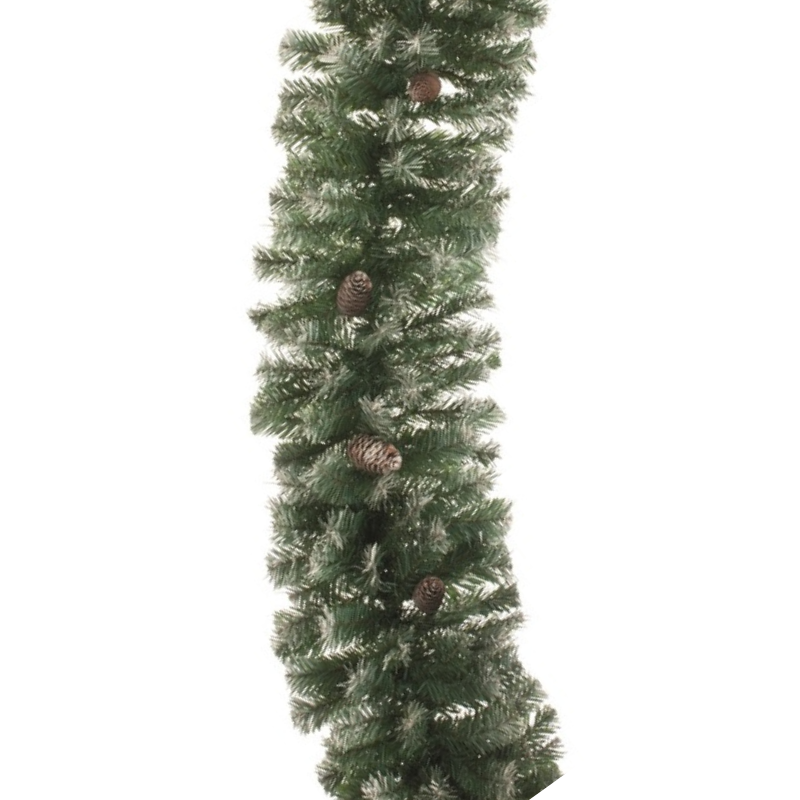 180cm snow tipped green artificial spruce christmas garland with cones
