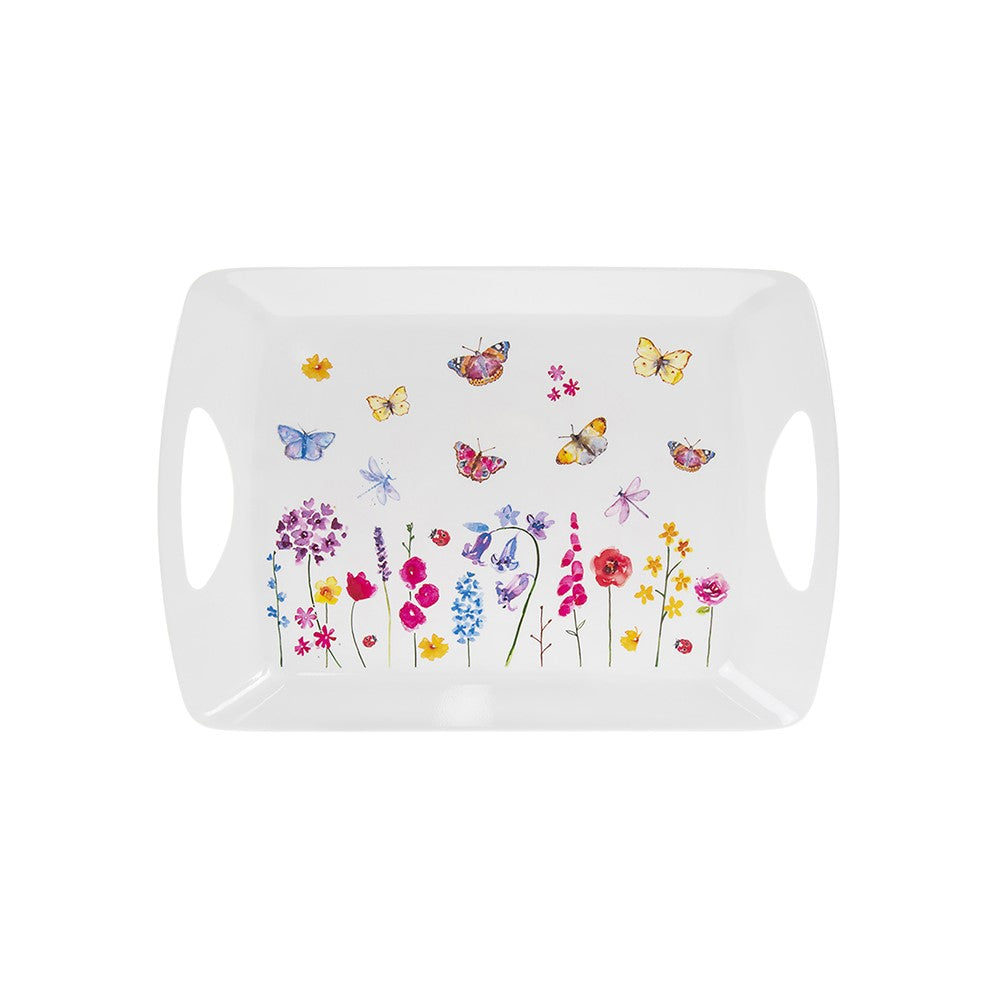 large butterfly garden serving tray