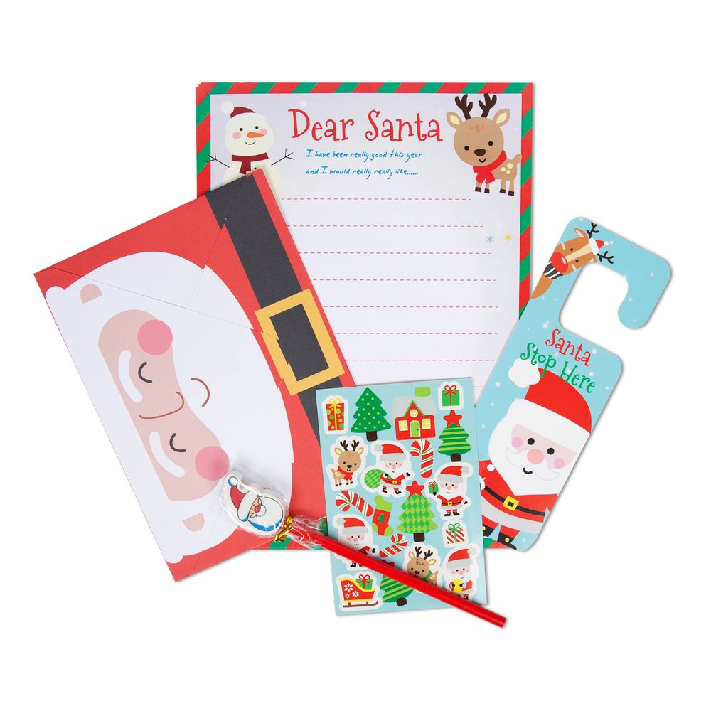 letter to santa writing kit letter template envelopes santa pencil sticker sheet and santa stop here door sign