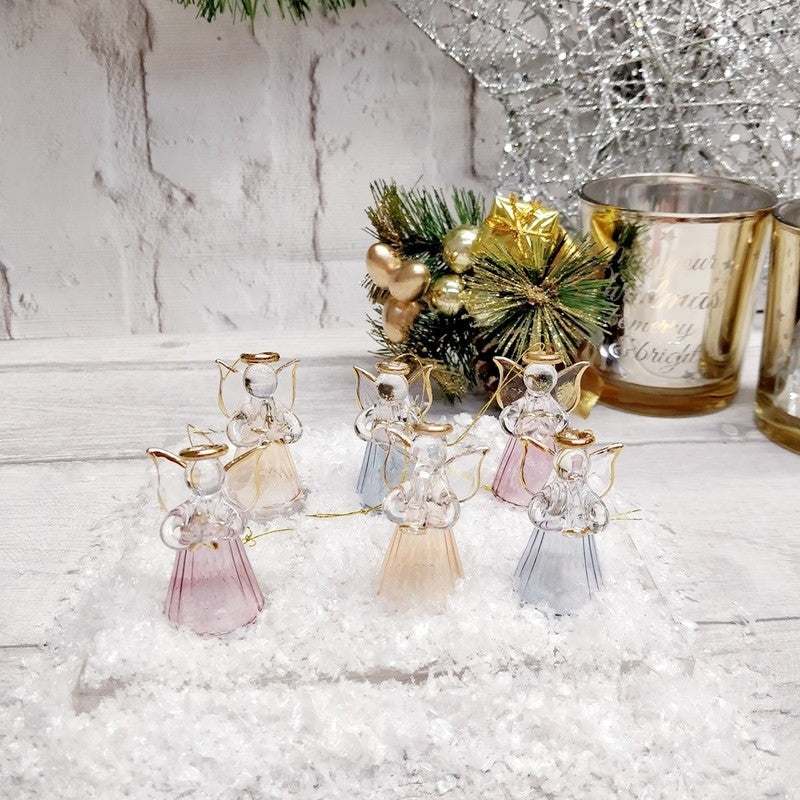 Set of 6 Glass Angel Christmas Tree Decorations | Glass Angel ...